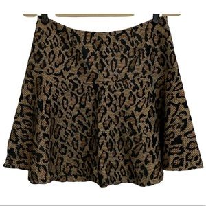 Free People Womens Black Brown Leopard Print Fit and Flare Mini Skirt Size 6